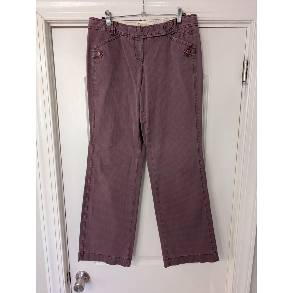 Elevenses Womens Pinstripe Wide Leg Trousers Pants‎ 6 Mid Rise Anthropologie 90s